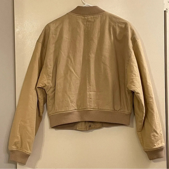 URBAN OUTFITTERS Lena Oversized Varsity Jacket in Sand Sable - Picture 6 of 9